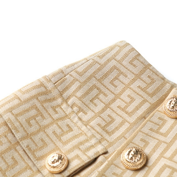 NWT UNBRANDED Beige Jacquard Jacket And Short Matching Set - Picture 7 of 17